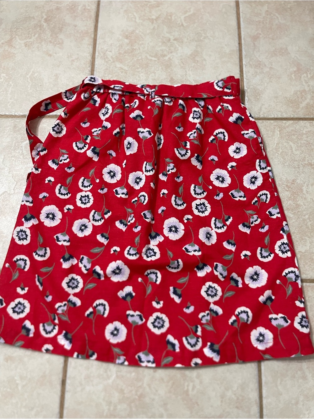J. Crew Red Floral Tie-Waist A-Line Skirt - Picture 8 of 8